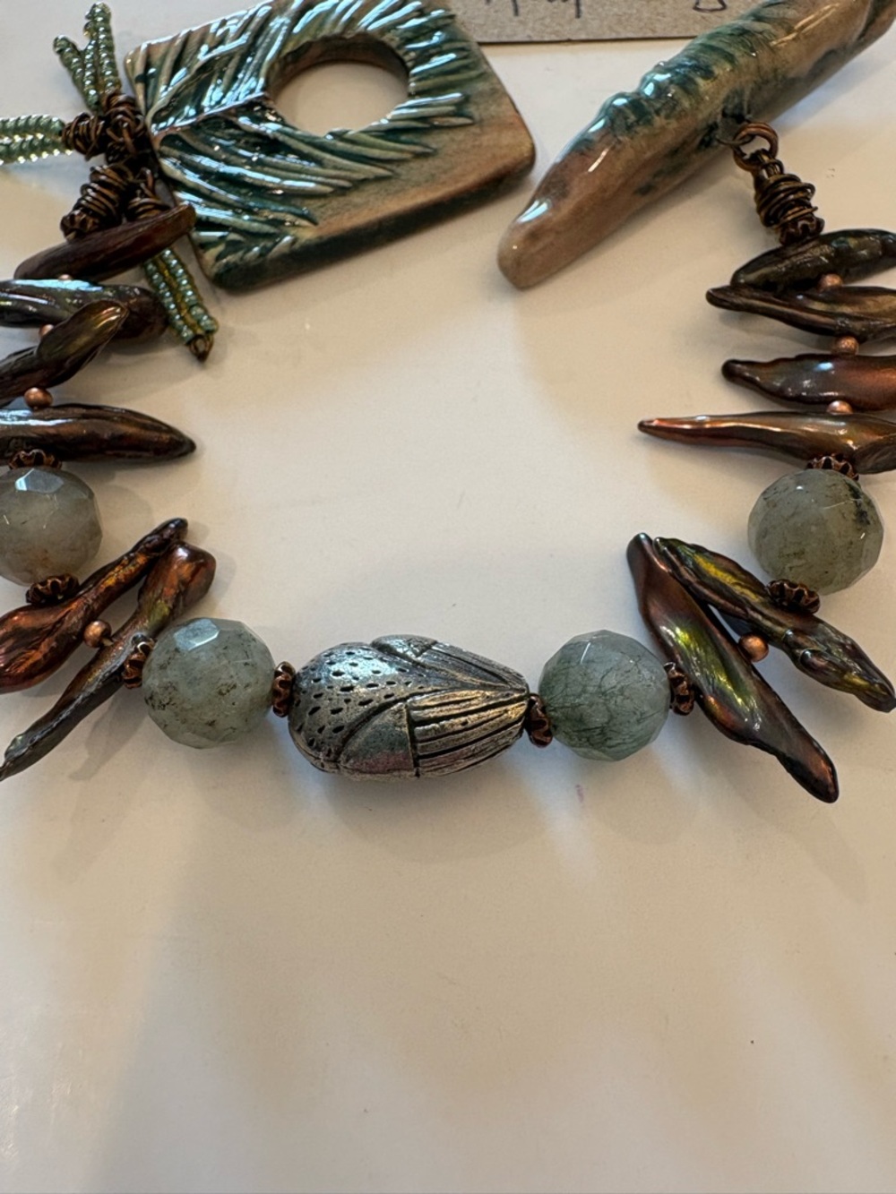 Bracelet Handmade Earthenware Ceramic Clay “Fir Bough” Toggle Clasp 2012 - Picture 4 of 8